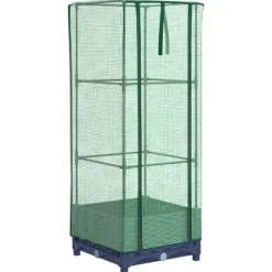 vidaXL højbed med drivhusovertræk 40x40x123 cm rattan-look