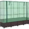 vidaXL højbed med drivhusovertræk 160x40x138 cm rattan-look