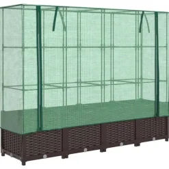 vidaXL højbed med drivhusovertræk 160x40x138 cm rattan-look