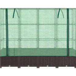 vidaXL højbed med drivhusovertræk 160x40x138 cm rattan-look