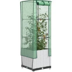 vidaXL højbed med drivhusovertræk 40x40x139 cm rattan-look