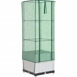 vidaXL højbed med drivhusovertræk 40x40x139 cm rattan-look
