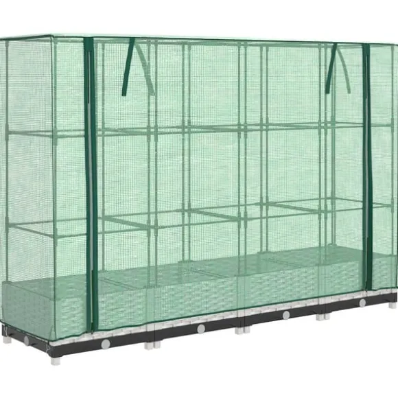 vidaXL højbed med drivhusovertræk 160x40x123 cm rattan-look