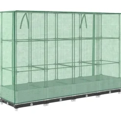 vidaXL højbed med drivhusovertræk 160x40x123 cm rattan-look