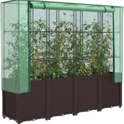 vidaXL højbed med drivhusovertræk 160x40x153 cm rattan-look