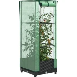 vidaXL højbed med drivhusovertræk 40x40x123 cm rattan-look