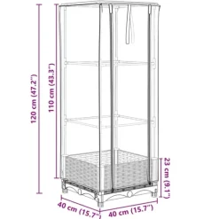 vidaXL højbed med drivhusovertræk 40x40x123 cm rattan-look