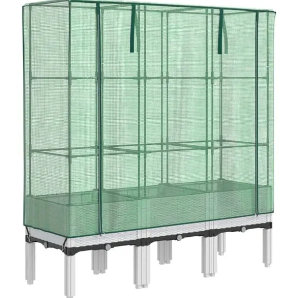 vidaXL højbed med drivhusovertræk 120x40x140 cm rattan-look