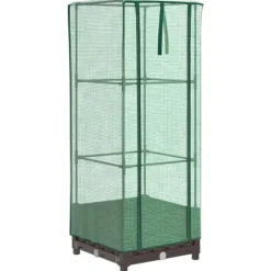 vidaXL højbed med drivhusovertræk 40x40x123 cm rattan-look