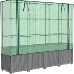 vidaXL højbed med drivhusovertræk 160x40x153 cm rattan-look