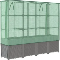 vidaXL højbed med drivhusovertræk 160x40x153 cm rattan-look
