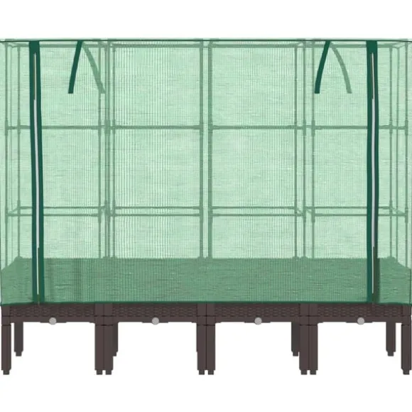 vidaXL højbed med drivhusovertræk 160x40x140 cm rattan-look