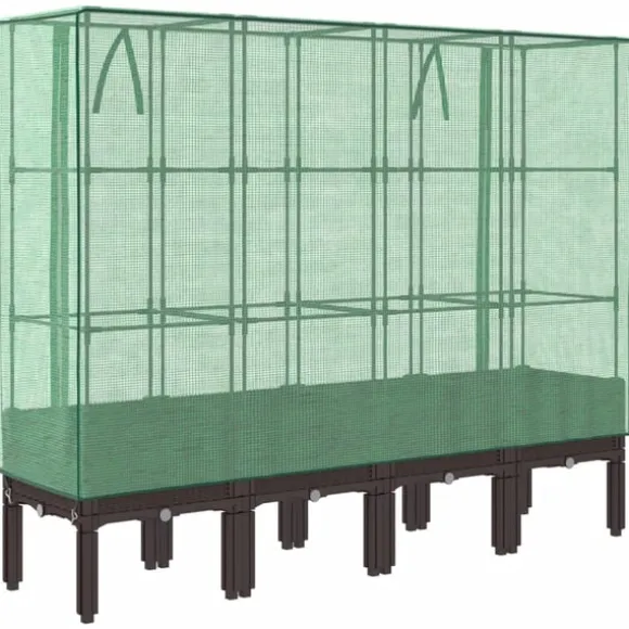 vidaXL højbed med drivhusovertræk 160x40x140 cm rattan-look