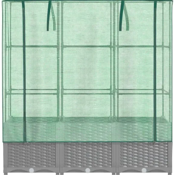 vidaXL højbed med drivhusovertræk 120x40x138 cm rattan-look