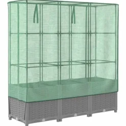 vidaXL højbed med drivhusovertræk 120x40x138 cm rattan-look