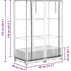 vidaXL højbed med drivhusovertræk 80x40x123 cm rattan-look