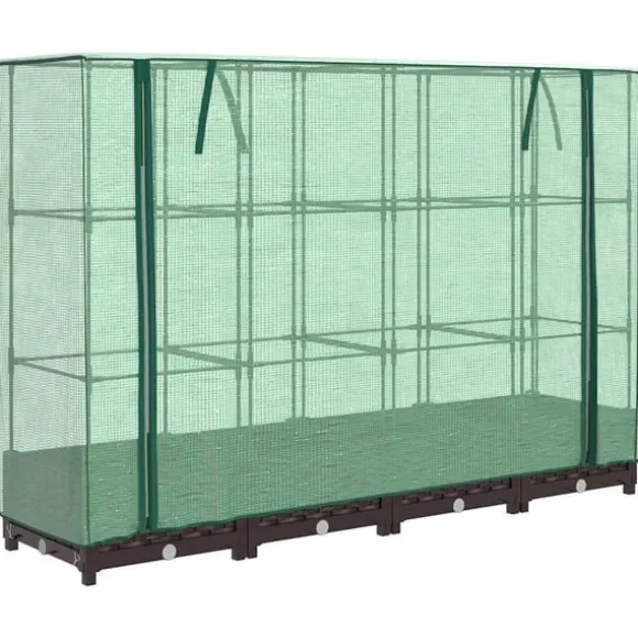 vidaXL højbed med drivhusovertræk 160x40x123 cm rattan-look
