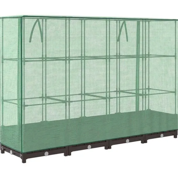 vidaXL højbed med drivhusovertræk 160x40x123 cm rattan-look