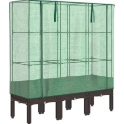 vidaXL højbed med drivhusovertræk 120x40x140 cm rattan-look