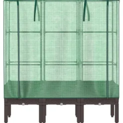 vidaXL højbed med drivhusovertræk 120x40x140 cm rattan-look