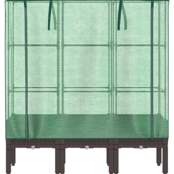 vidaXL højbed med drivhusovertræk 120x40x140 cm rattan-look