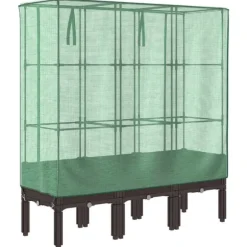 vidaXL højbed med drivhusovertræk 120x40x140 cm rattan-look