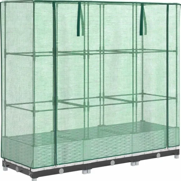 vidaXL højbed med drivhusovertræk 120x40x123 cm rattan-look