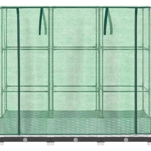 vidaXL højbed med drivhusovertræk 120x40x123 cm rattan-look