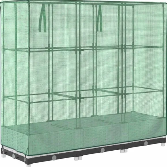 vidaXL højbed med drivhusovertræk 120x40x123 cm rattan-look