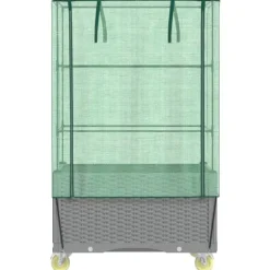 vidaXL højbed med overtræk og hjul 80x50x182 cm rattan-look