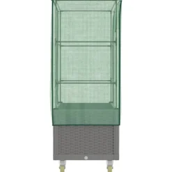vidaXL højbed med overtræk og hjul 80x50x182 cm rattan-look