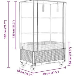 vidaXL højbed med overtræk og hjul 80x50x182 cm rattan-look