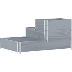 vidaXL højbed 120x80 cm 3 niveauer massivt fyrretræ grå