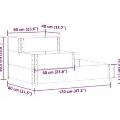 vidaXL højbed 120x80 cm 3 niveauer massivt fyrretræ grå