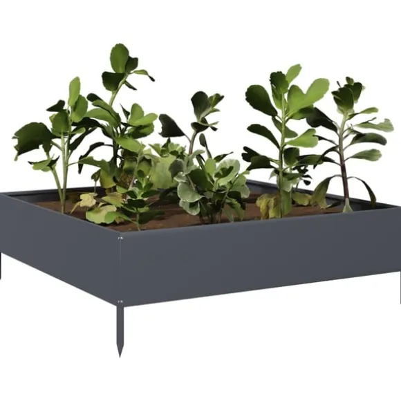 vidaXL højbed 100x100x33,5 cm stål antracitgrå