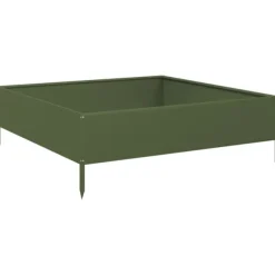 vidaXL højbed 100x100x33,5 cm stål olivengrøn