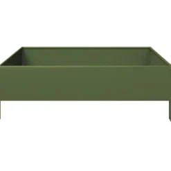 vidaXL højbed 100x100x33,5 cm stål olivengrøn