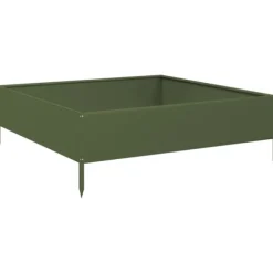 vidaXL højbed 100x100x33,5 cm stål olivengrøn