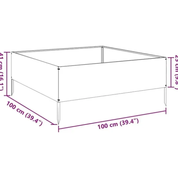 vidaXL højbed 100x100x25 cm stål sort