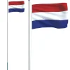 vidaXL Holland flag og flagstang 6,23 m aluminium
