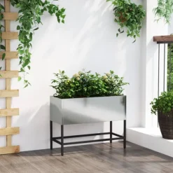 vidaXL Hævet haveplante Sølv 60 x 26 x 45 cm Galvaniseret stål