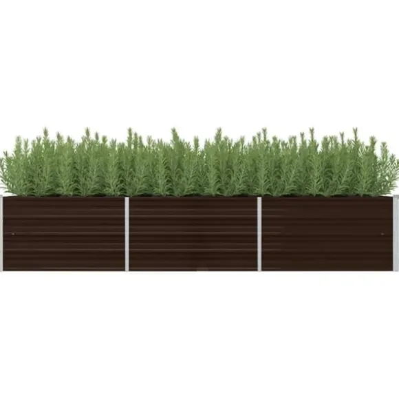 vidaXL hævet plantekasse 240x80x45 cm galvaniseret stål brun - Plantekrukker