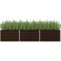 vidaXL hævet plantekasse 240x80x45 cm galvaniseret stål brun - Plantekrukker