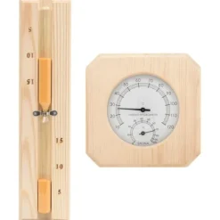 vidaXL 2-i-1 saunasæt hygrometer og timeglas massivt fyrretræ