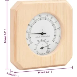 vidaXL 2-i-1 saunasæt hygrometer og timeglas massivt fyrretræ