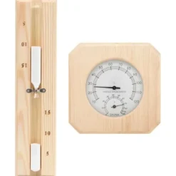 vidaXL 2-i-1 saunasæt hygrometer og timeglas massivt fyrretræ - Saunatilbehør