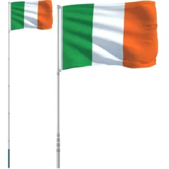 vidaXL Irland flag og flagstang 5,55 m aluminium