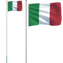 vidaXL Italien flag og flagstang 6,23 m aluminium