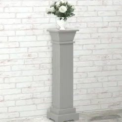 vidaXL klassisk plantestativ 17x17x66 cm MDF firkantet grå - Planteborde