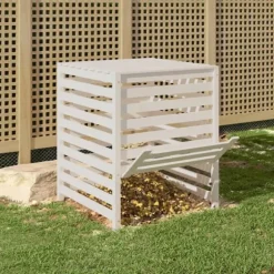 vidaXL kompostbeholder 82,5x82,5x99,5 cm massivt fyrretræ hvid - Kompostbeholdere